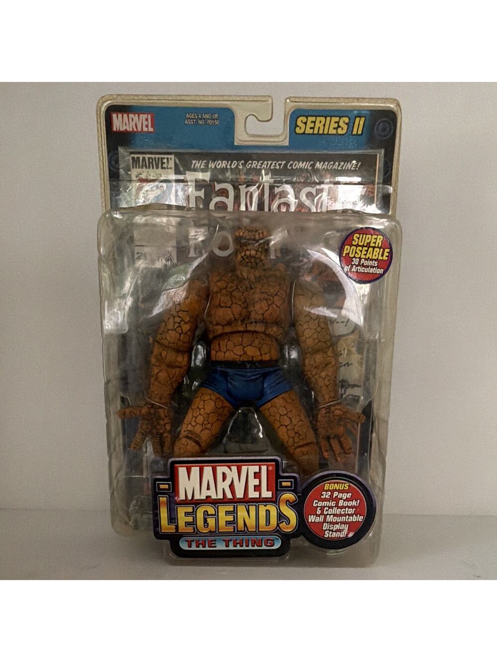 Marvel Legends Series II The Thing Fantastic Four Action Figure w/ Comic & Stand